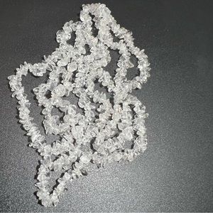 Vintage 35” Clear Quartz Chip Bead Necklace Extra Long Single Strand